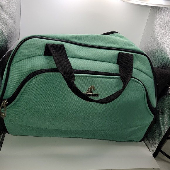 Atlantic Handbags - Atlantic Luggage Mint Green Travel Duffel Bag Carry On Seahorse Logo Weekend Bag